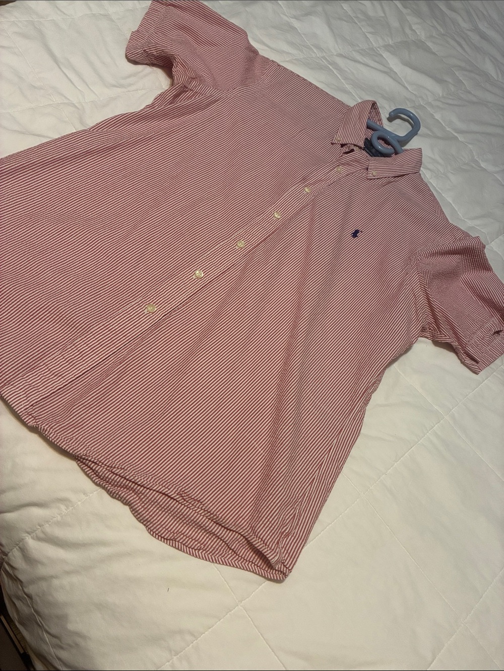 Ralph Lauren Red & White Striped Button-Down Shirt Seersucker
